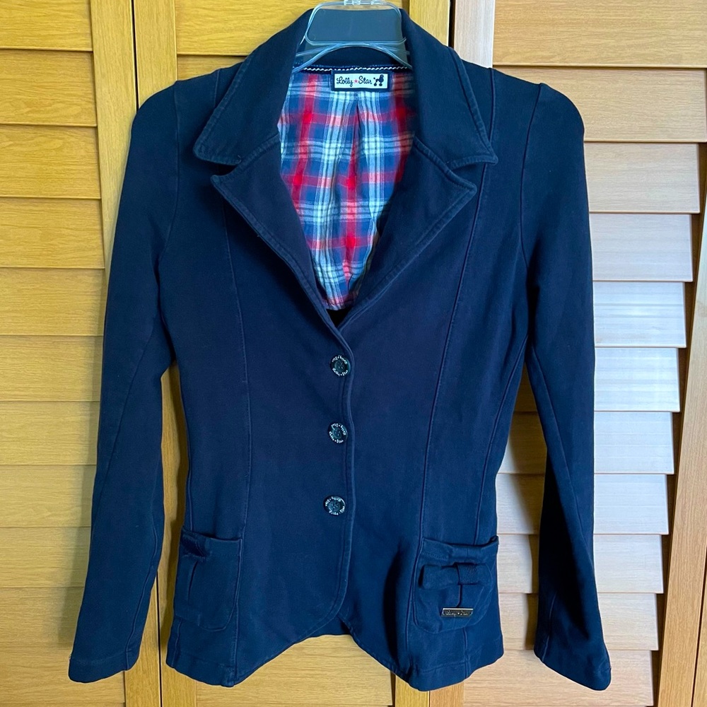 ** Must Bundle** Lolly Star Blue Cotton Designer Bow TV Star Coat Blazer Jacket - Picture 3 of 11